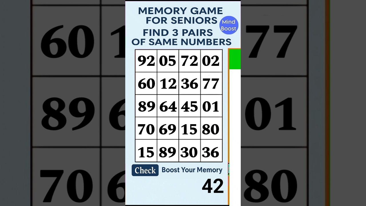 Memory Games for Seniors: Match the Numbers Challenge 