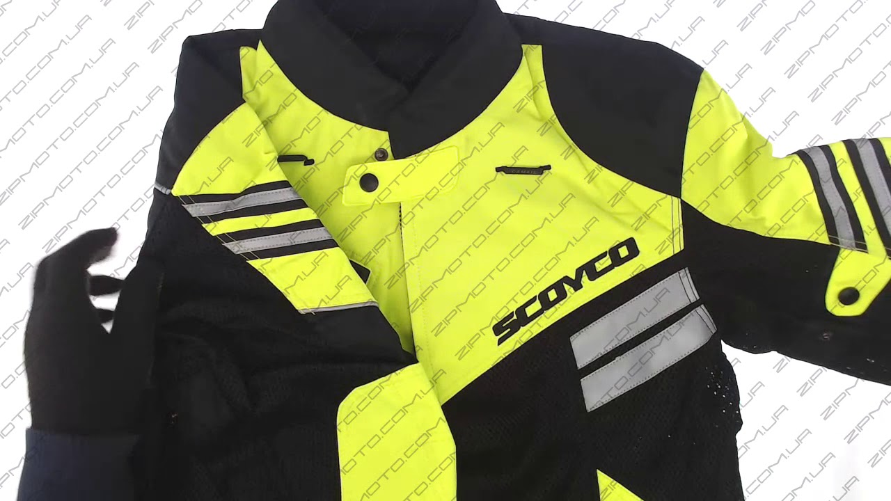 Мотокуртка   SCOYCO   (текстиль) (size:M, черно-зеленая, mod:JK36...