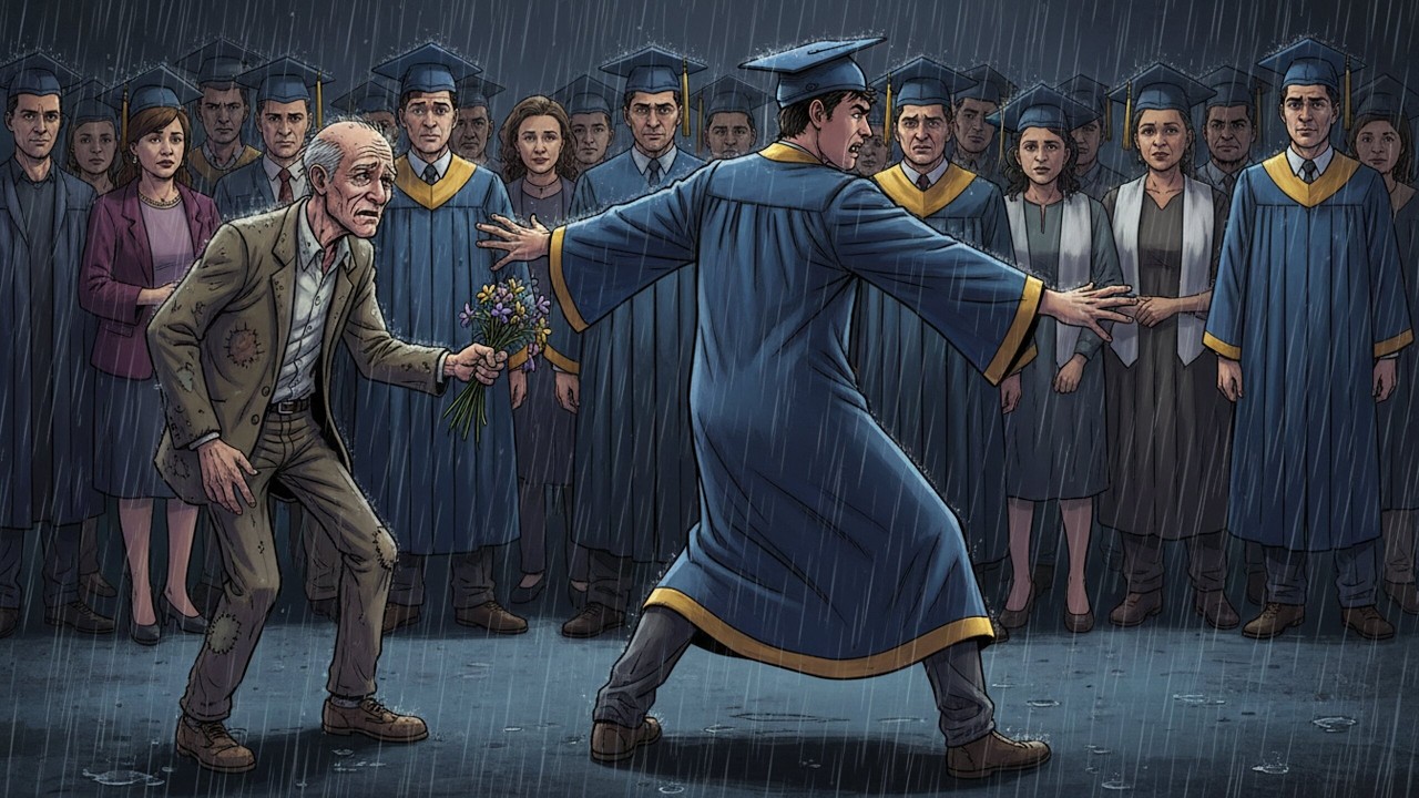 Lloró sangre para estudiar; en su graduación - su hijo lo llamó “mendigo”. El karma no perdonó.