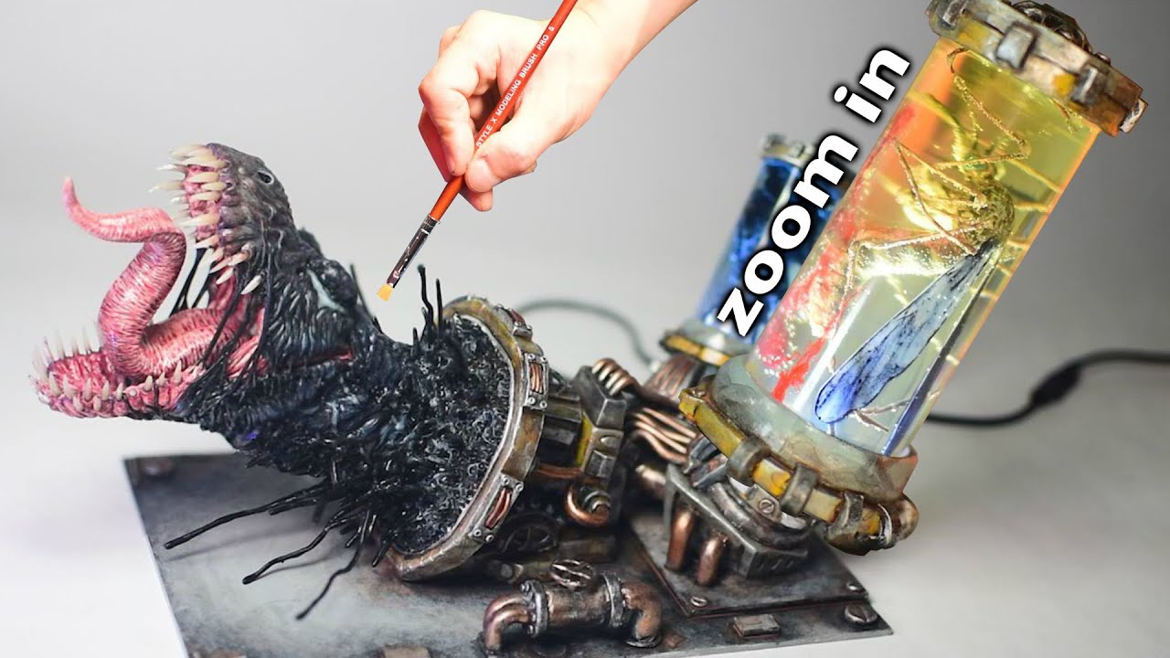How to make Symbiote Venom T.rex Diorama out of clay / Polymer Clay / Epoxy resin