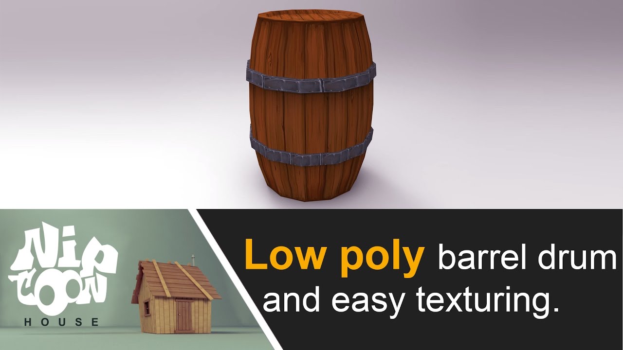 low poly barrel drum modeling and easy texturing.