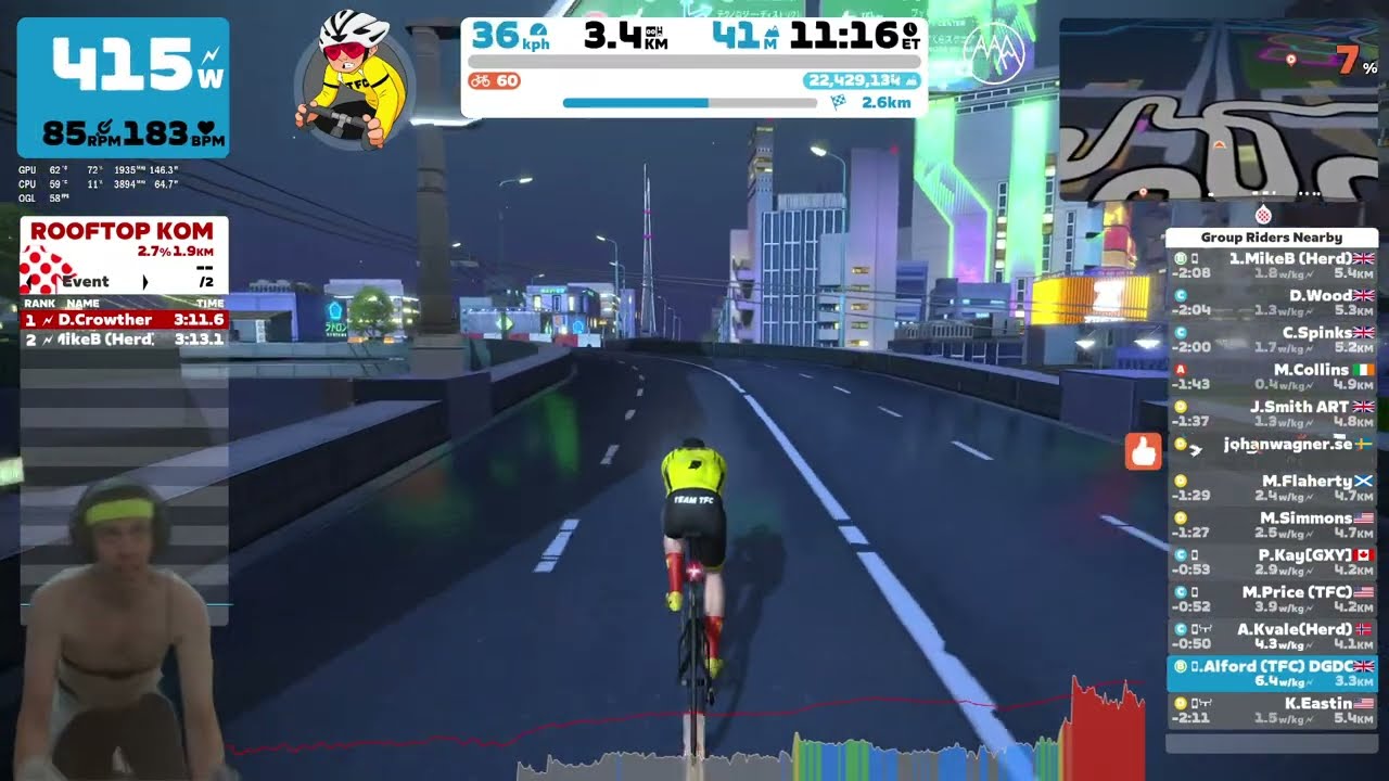 Climbing in the drops - Zwift Hill Climb Race Series 3 - Stage 1 Rooftop KOM