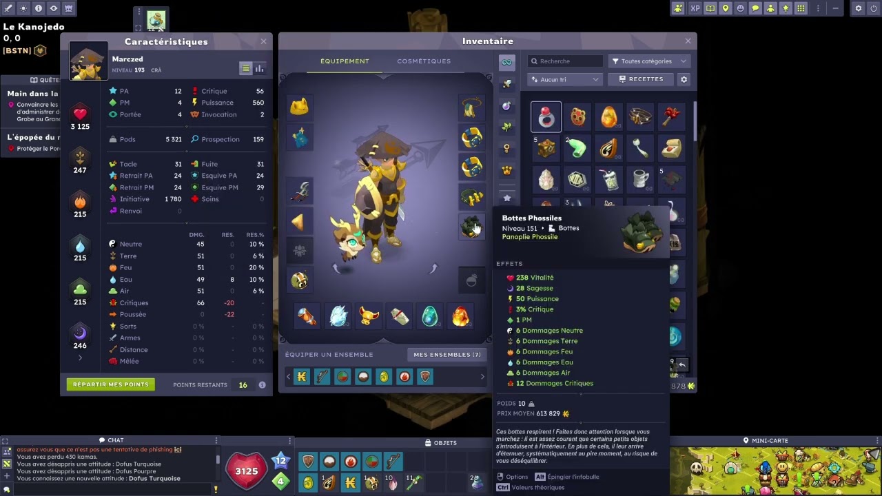 Présentation stuff lvl 160 multi do crit serveur DAKAL