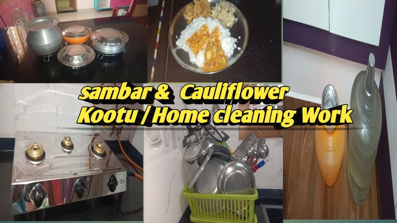 ருசியான சாம்பார் சமையல் & காலிபிளவர் கூட்டு /kitchen cleaning work/#kitchen#food#vlog
