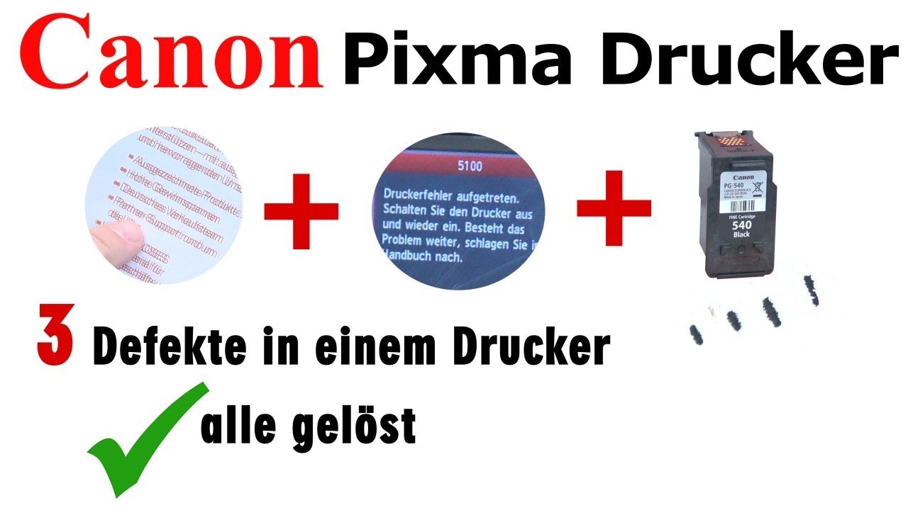 Canon Pixma 3 Fehler in einem Drucker | 5100 | Tintenpatrone defekt | druckt doppelt - [4K]