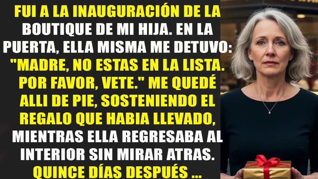 Fui a la inauguración de la boutique de mi hija  Ella dijo   No estás en la lista, sal de aquí