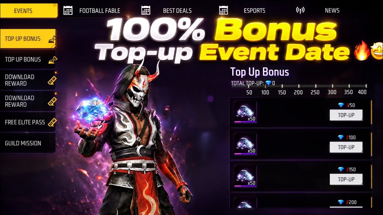 Next Top up Event💸🤑 | double bonus top-up event | membership discount free fire | less is more