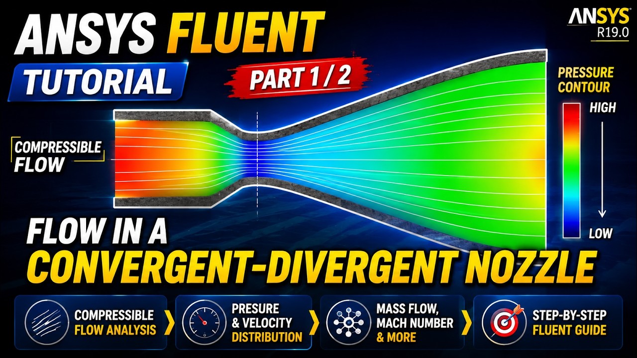 ANSYS Tutorial | Flow in a Convergent- Divergent Nozzle | Compressible Flow Part 1/2