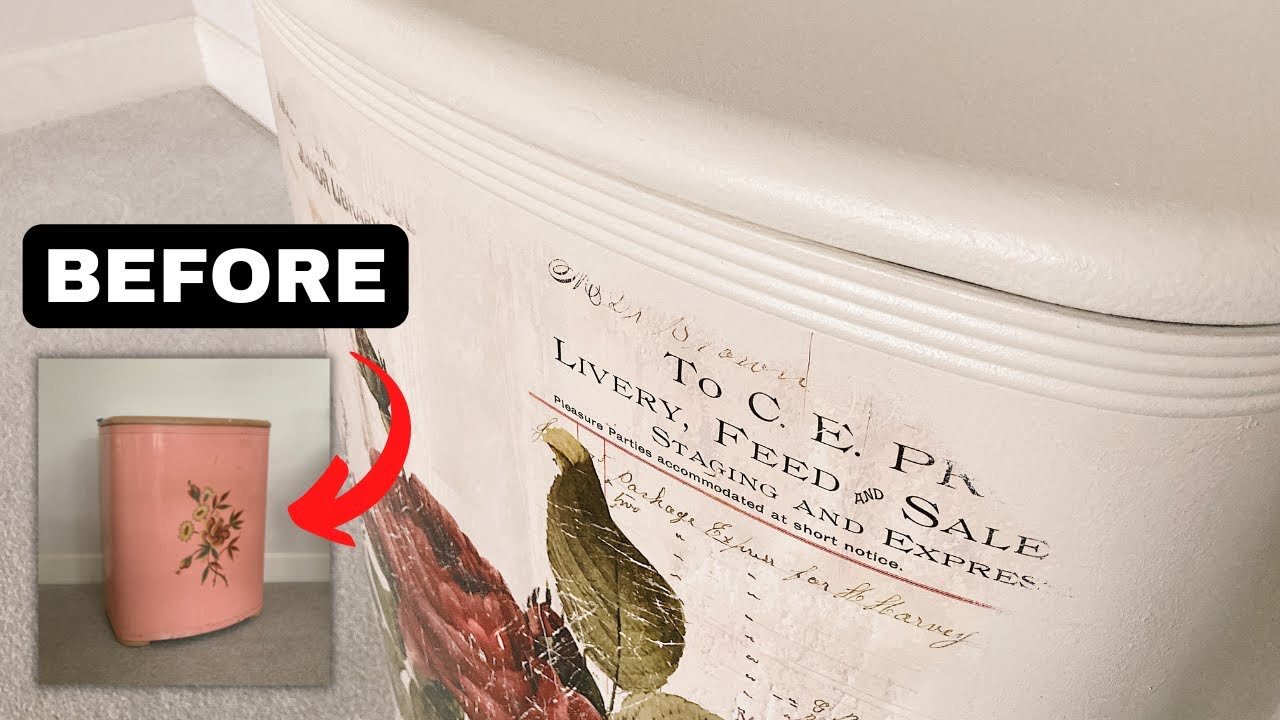 Furniture Transfer on Metal // Vintage Laundry Bin Makeover // Attempting a Textured, Artistic Look