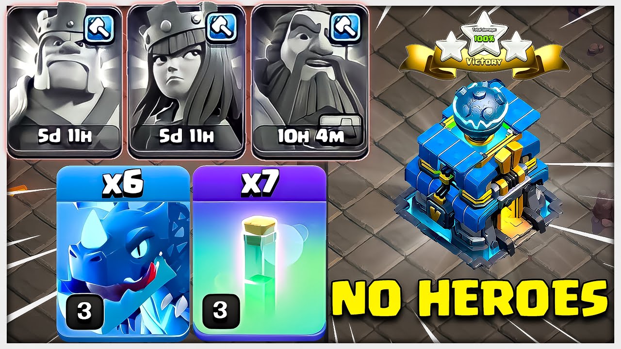 No Heroes No Problem!! Th12 Electro Dragon Attack Strategy in Coc
