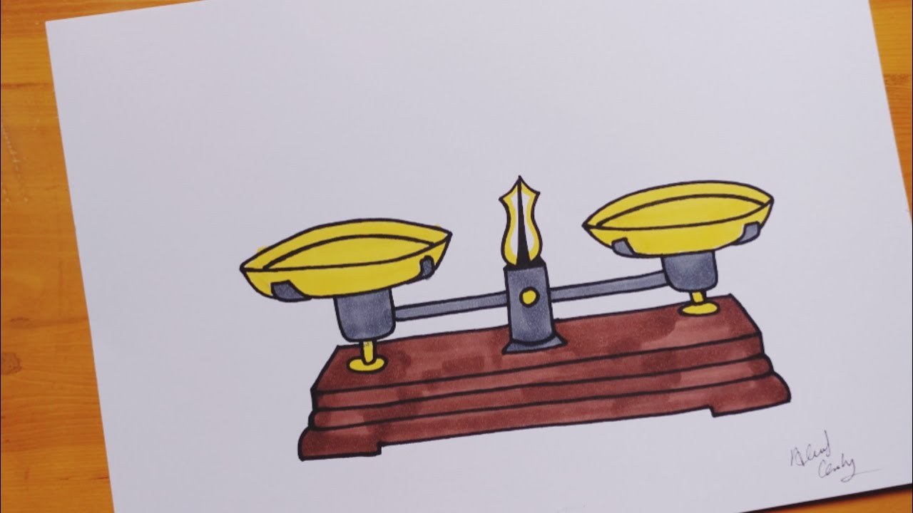رسم ميزان ذو كفتين || Two-panel scale drawing
