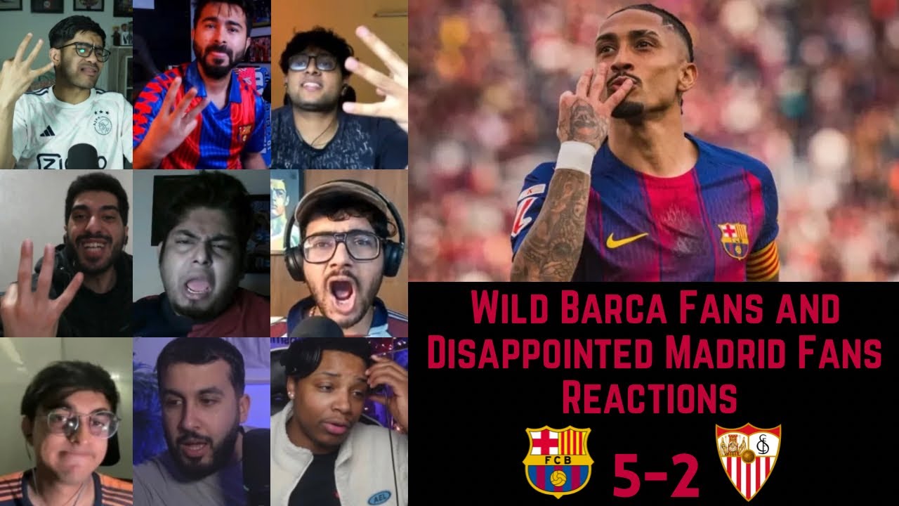 Wild Barca Fans and Disappointed Madrid Fans Reactions to BARCELONA 5-2 SEVILLA | La Liga GW 28