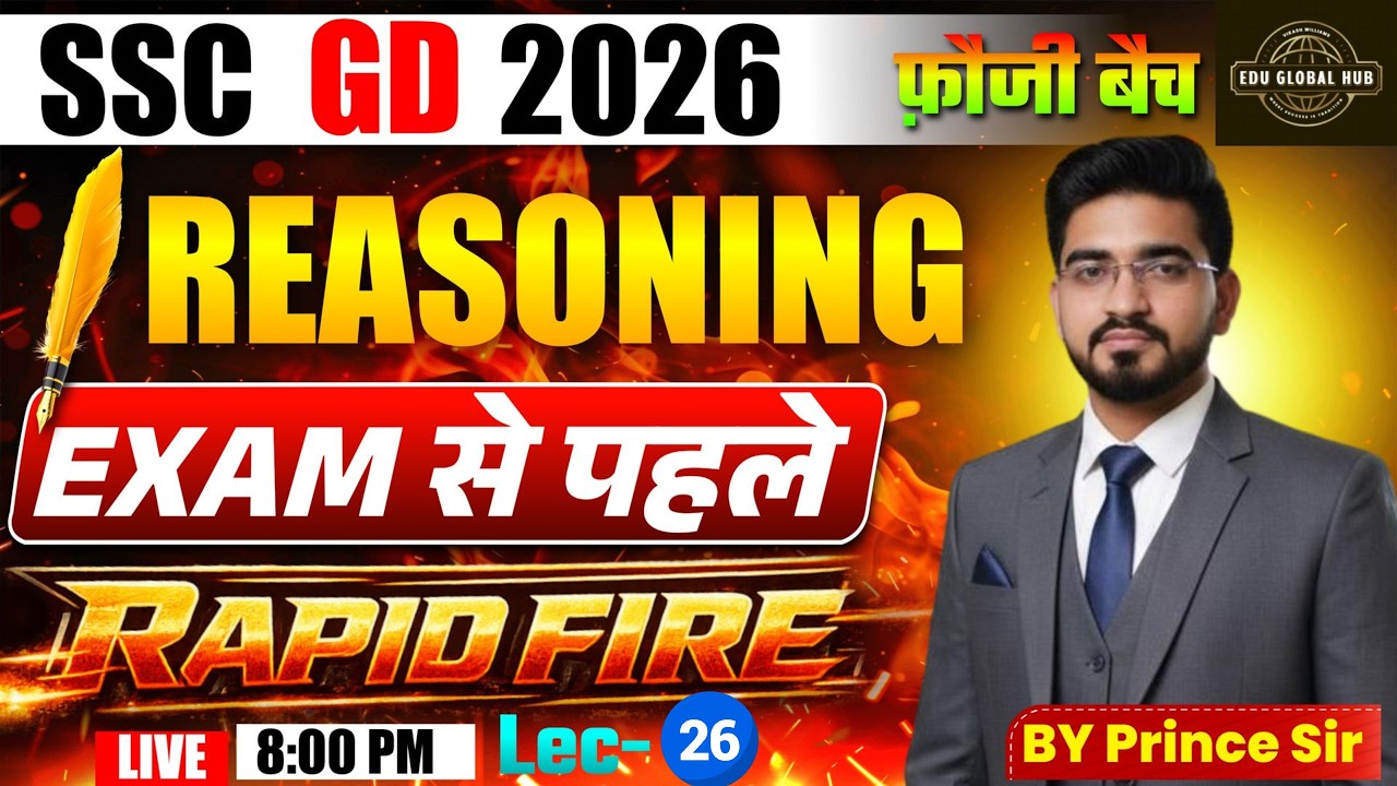 Reasoning Live 🔴 | Fauji Batch | SSC Exam 2026 | Practice Set 26 | #reasoning #sscgdexam #ssc