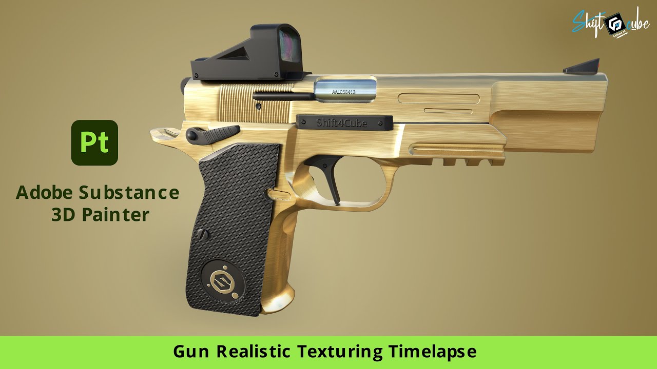 Substance Painter - Pistol Gun Realistic Texturing Timelapse