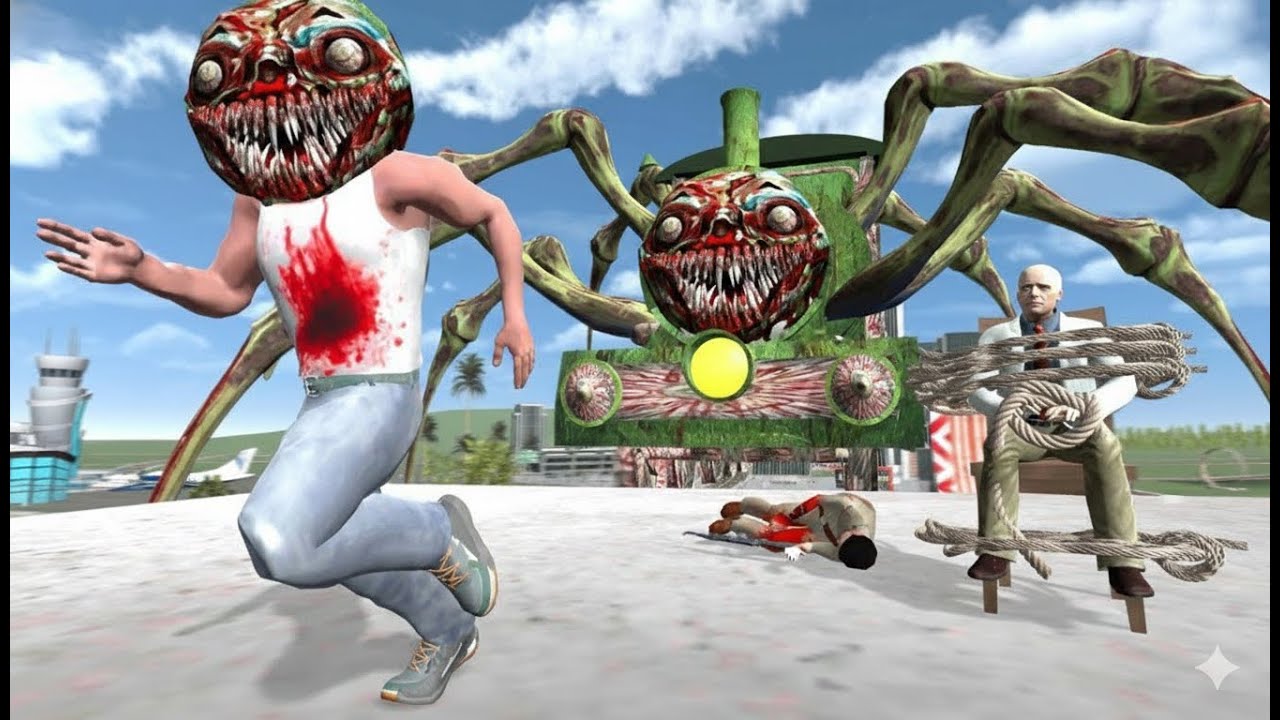 Horror Choo Choo Charles Train Attack on Franklin House in Indian bike driving 3d 
