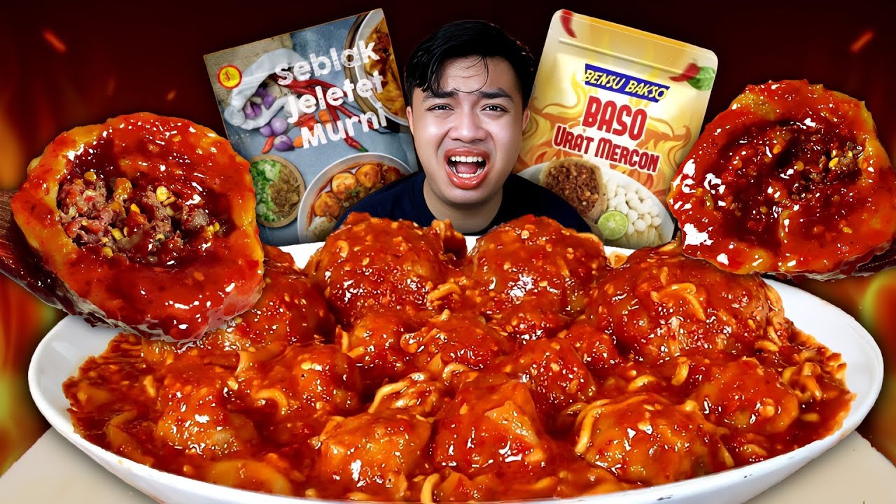 GILA PEDESNYA 🥵 MUKBANG SEBLAK JELETET MURNI LV 5 + BAKSO URAT MERCON BENSU