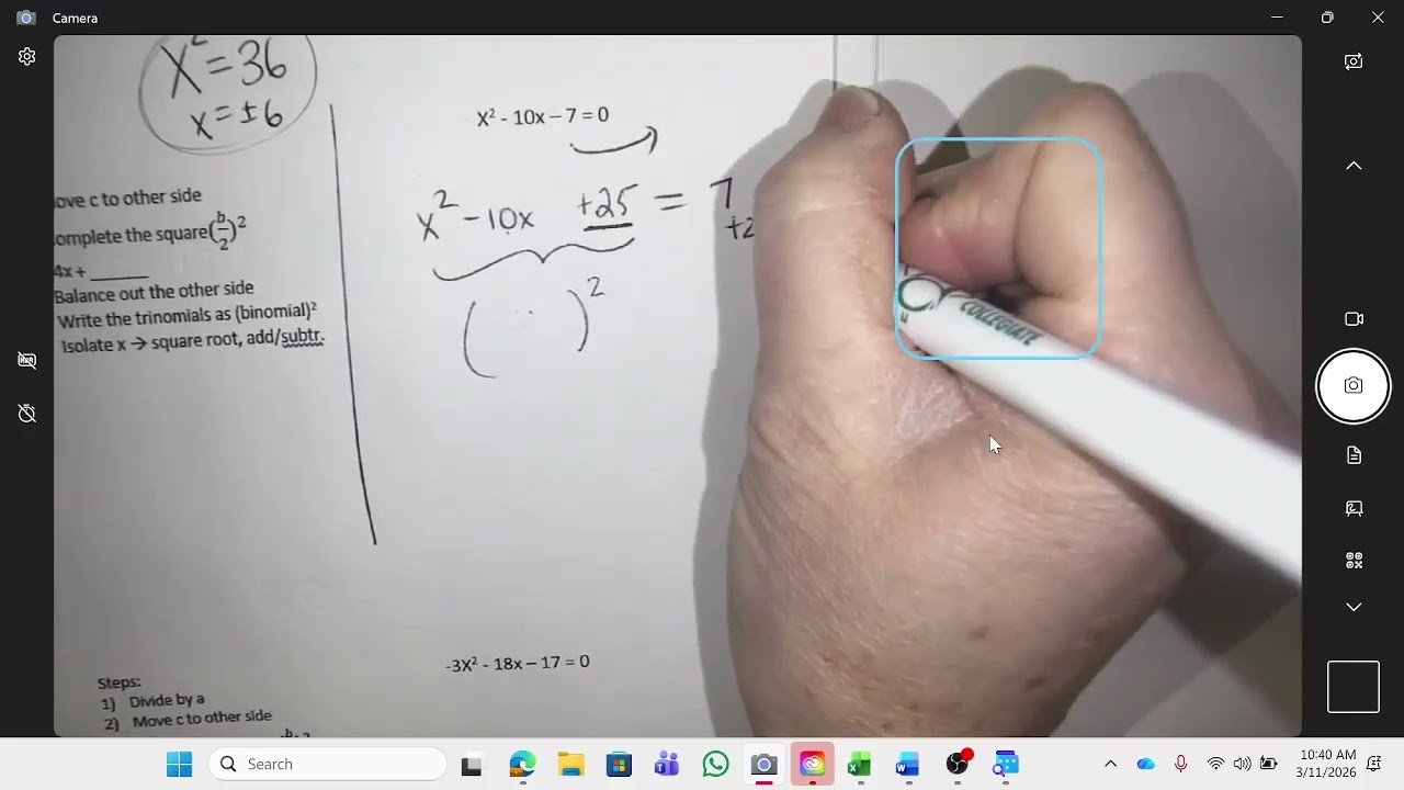 complete the square to solve quadratic
