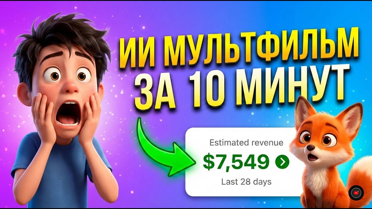 Как создать AI мультфильм за 10 минут и заработать на YouTube в 2026 | Полный гайд