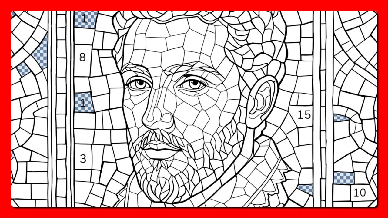 Happy Color by Number app Renaissance Man Portrait Mosaic Art #coloringbook
