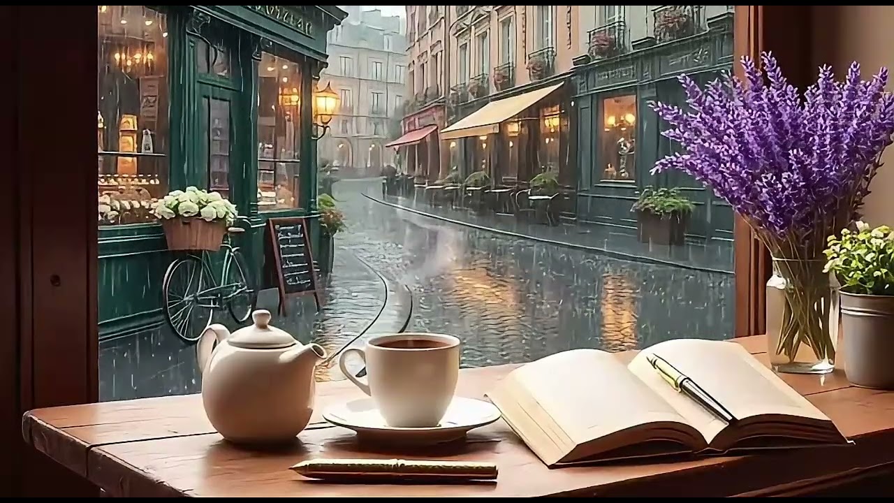Rain on Window at a Cozy European Café – 10 Hours of Deep Sleep & Relaxation