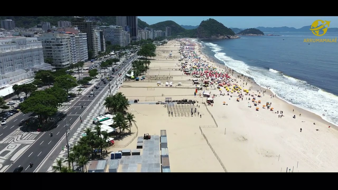 Exploring Copacabana Beach, Brazil.  4K.  Stunning Drone Footage of Rio de Janeiro