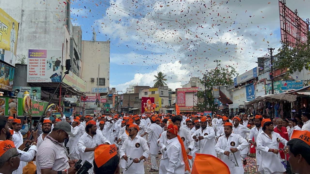 Solapur गणपती आगमन A🔱R group samarth Tarun mandal Solapur lezim mirvnuk 🔥👑| #solapurlezim #lezim