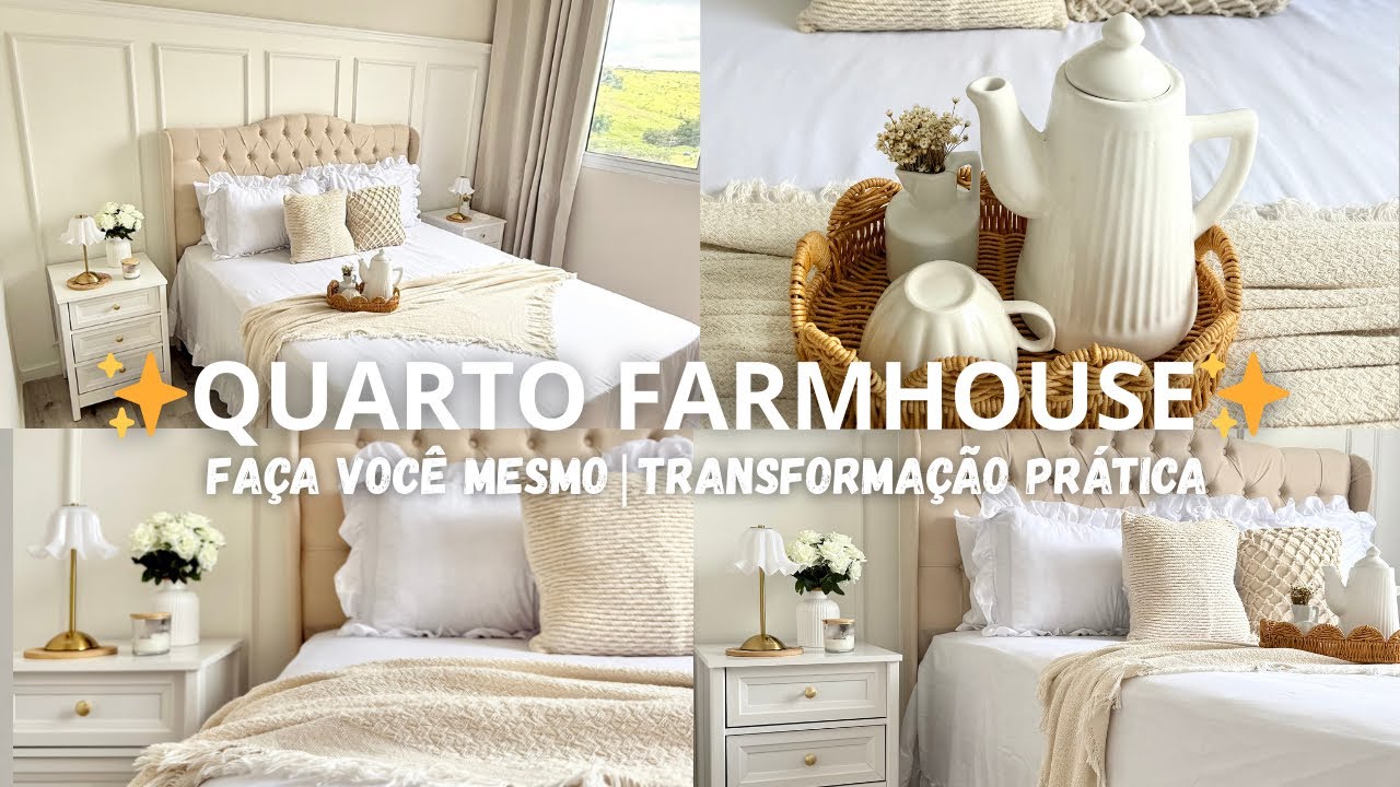 TOUR PELO MEU QUARTO ESTILO FARMHOUSE 🏠 - Ficou lindoo demais 🤍