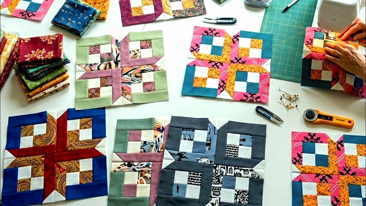 Create Gorgeous Quilt Blocks Effortlessly!!!!!Patchwork ideas for leftover fabrics. 
