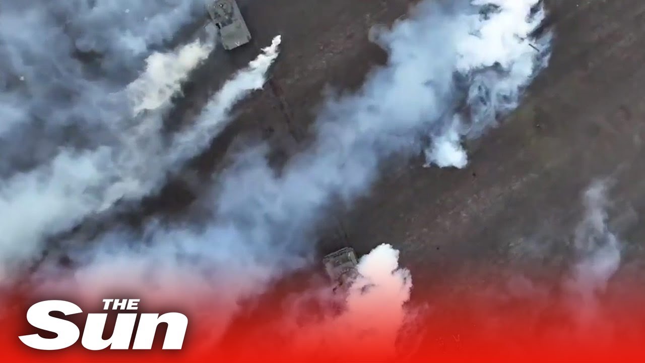 Ukrainian paratroopers destroy two Russian tanks in massive explosion
