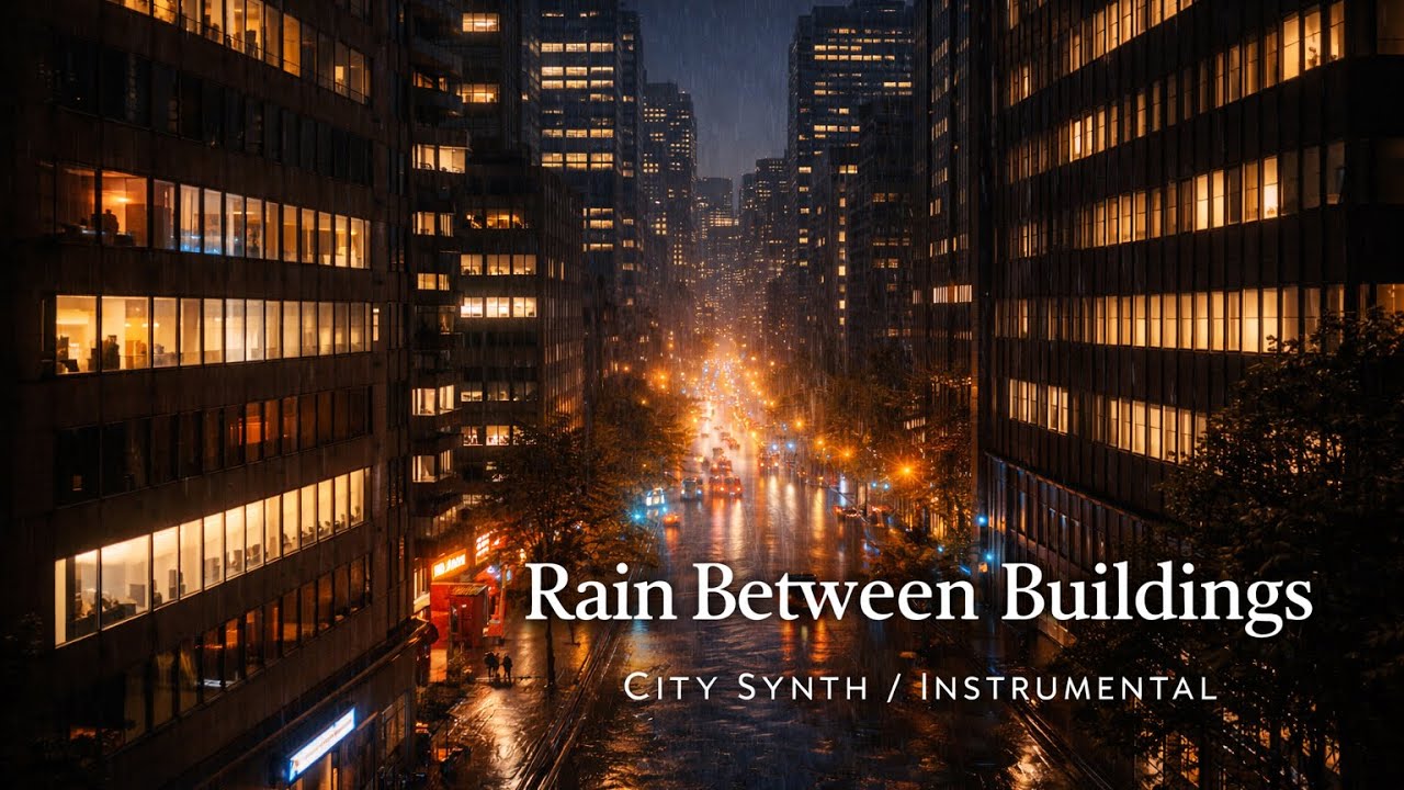 Rain Between Buildings 🌧️ | City Synth Instrumental | Late Night Rain
