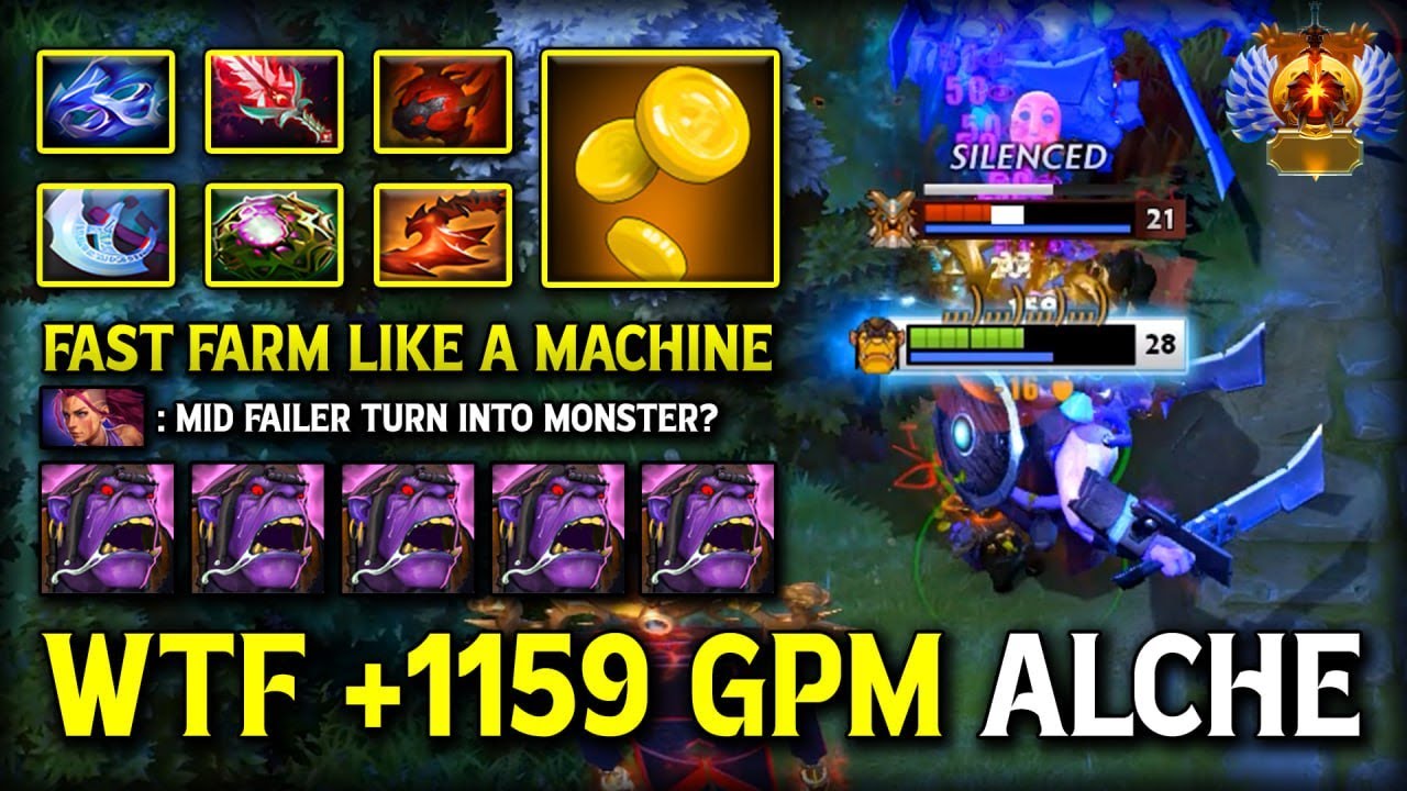 WTF +1159 GPM Mid Alchemist | Fast Farm Like A Machine | Crazy Regen HP & Attack Speed 7.40c DotA 2