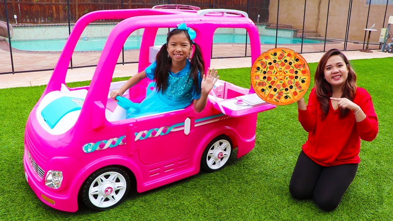 Wendy Pretend Play Food Delivery w/ Pink Barbie Food Truck Car Toy