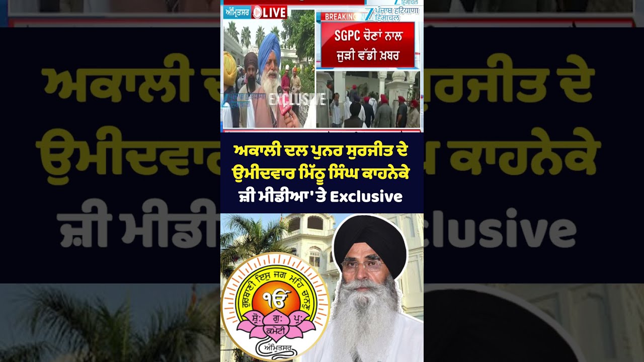 SGPC General Election: ਅਕਾਲੀ ਦਲ ਪੁਨਰ ਸੁਰਜੀਤ ਦੇ ਉਮੀਦਵਾਰ Mithu Singh Kahneke ਜ਼ੀ ਮੀਡੀਆ 'ਤੇ Exclusive