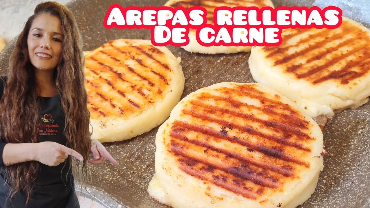 Cómo hacer AREPAS 🫓RELLENAS CON CARNE Y QUESO, fáciles y DELICIOSAS 😋 COLOMBIANAS