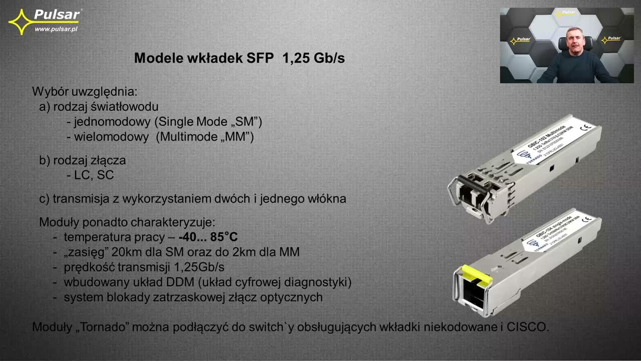 Moduły GBIC   SFP 10Gbps   Pulsar