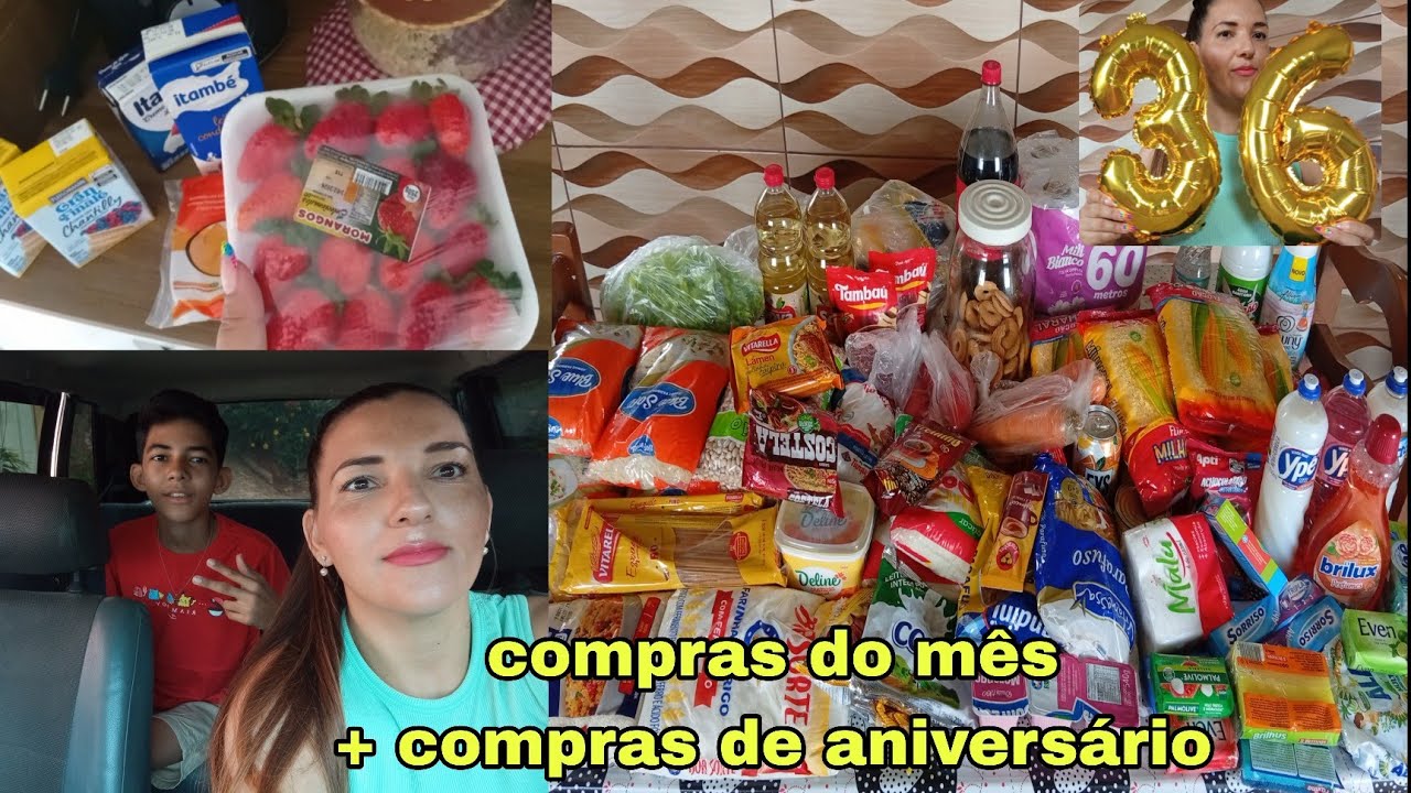 Vlog compras do mês/completa para 3 pessoas/compras de aniversário shopee