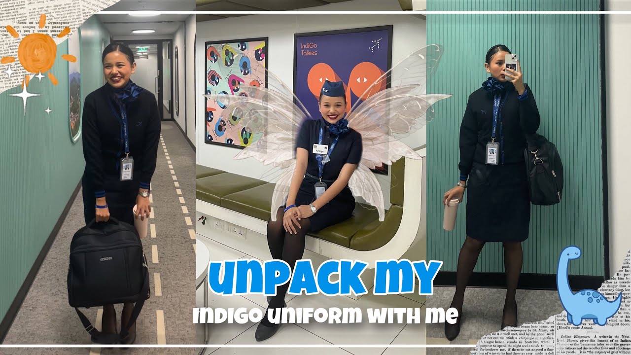 Unpack my #indigocabincrew uniform with me 🦋✨