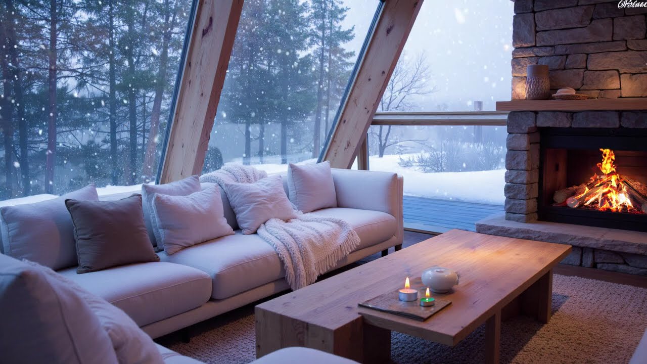 Winter Piano Music in a Serene White Room ❄️🎹 | Snowy Window View and Deep Stress Relief