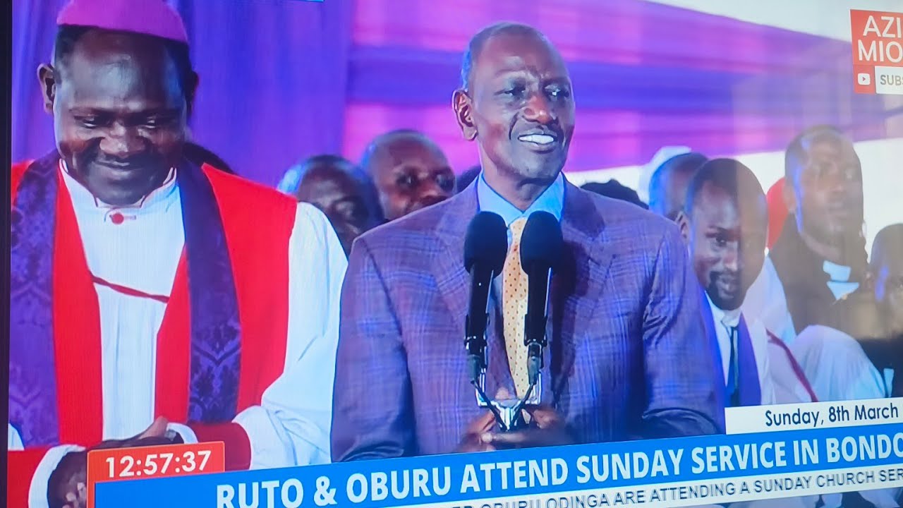 PRESIDENT  RUTO &  OBURU ODINGA  ATTENDED SUNDAY SERVICE AT BONDO SIAYA  COUNTY