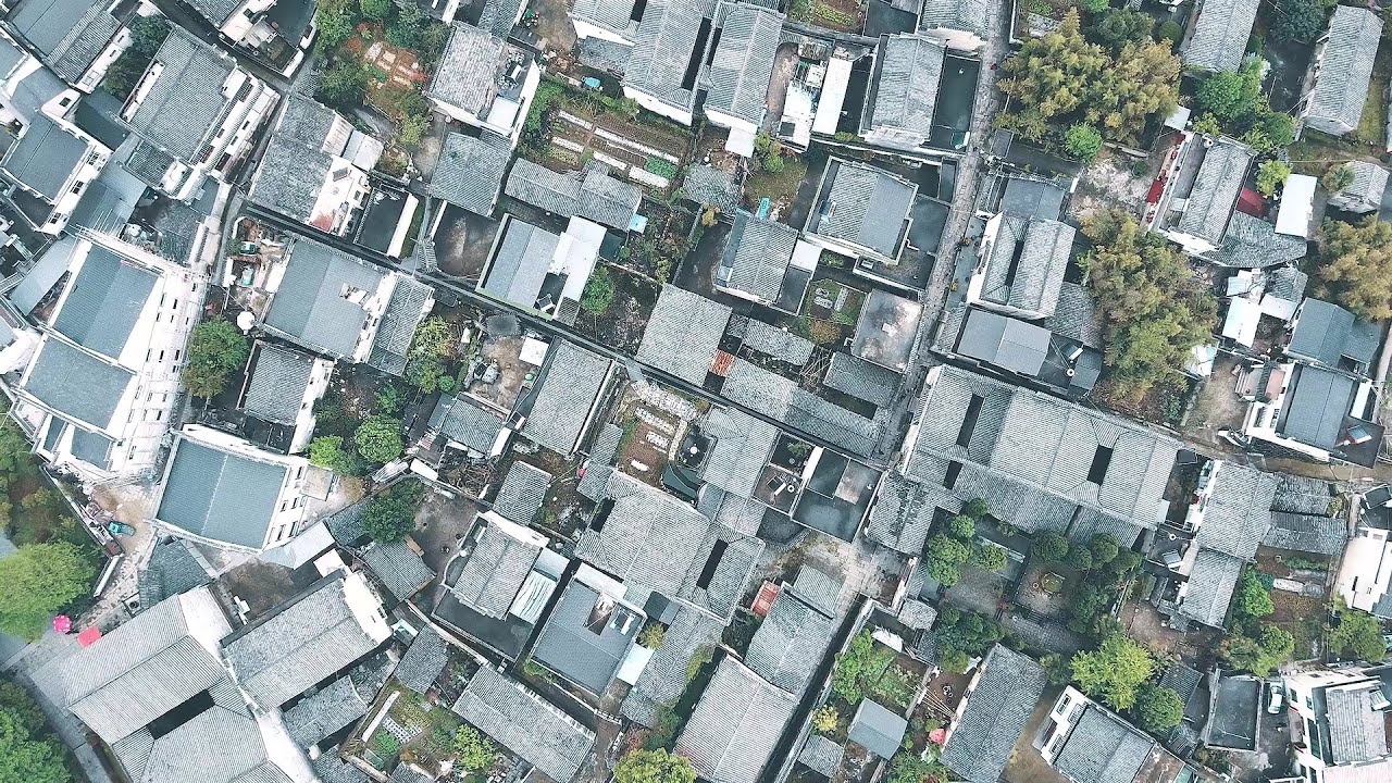 Aerial China,Anhui Construction Architecture of Huizhou Style Chinese National Heritage Ancient