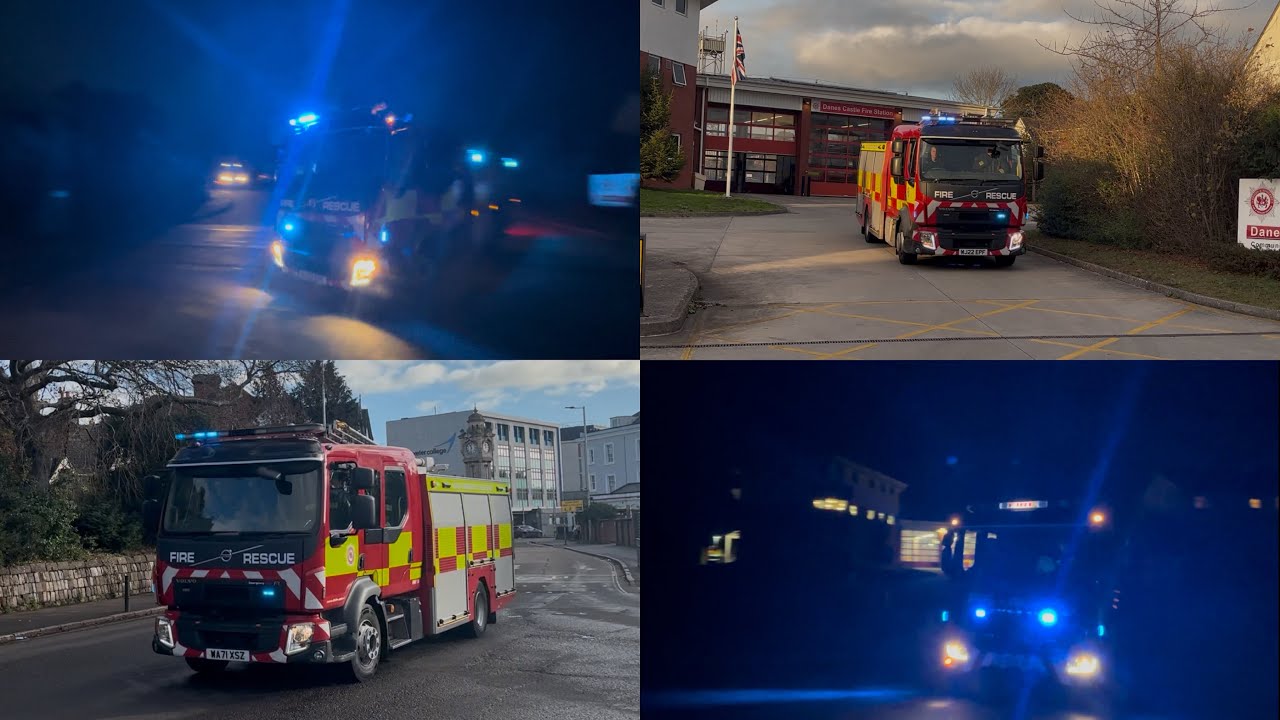 DSFRS Exeter Dane’s castle fire station turnout 5x & middlemoor fire appliance responding