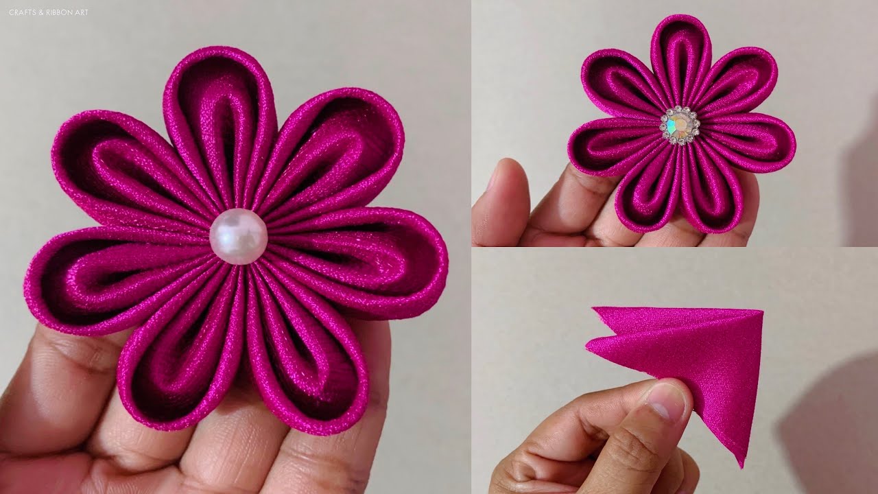 DIY: Easy Tricks Fabric Flowers Making | New Design Cloth Flower Making | Crafts | Ribbon Art