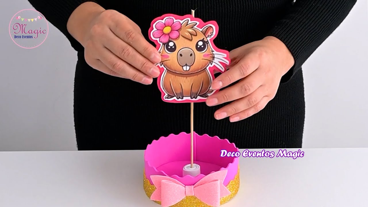🥳Cómo hacer un centro de mesa para cumpleaños de Capibara? 🩷Mira esta y mas ideas para tu fiesta