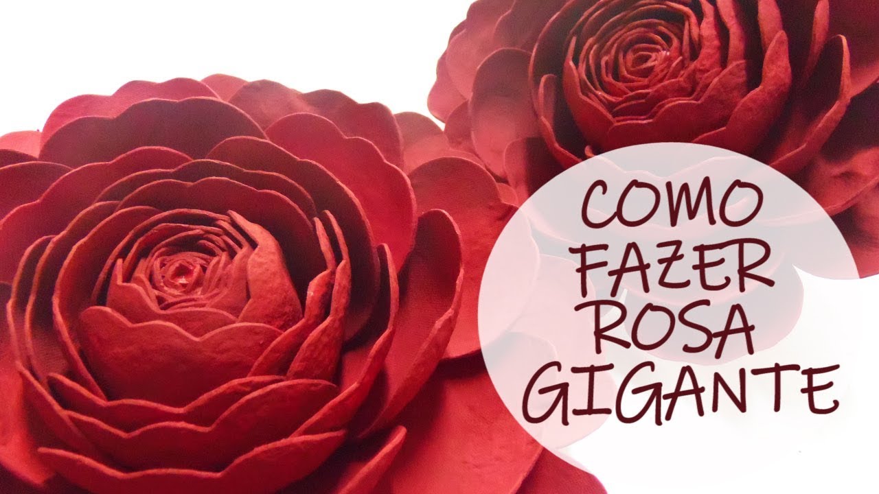 Como fazer rosa gigante com bandeja de maçã / DIY giant paper rose