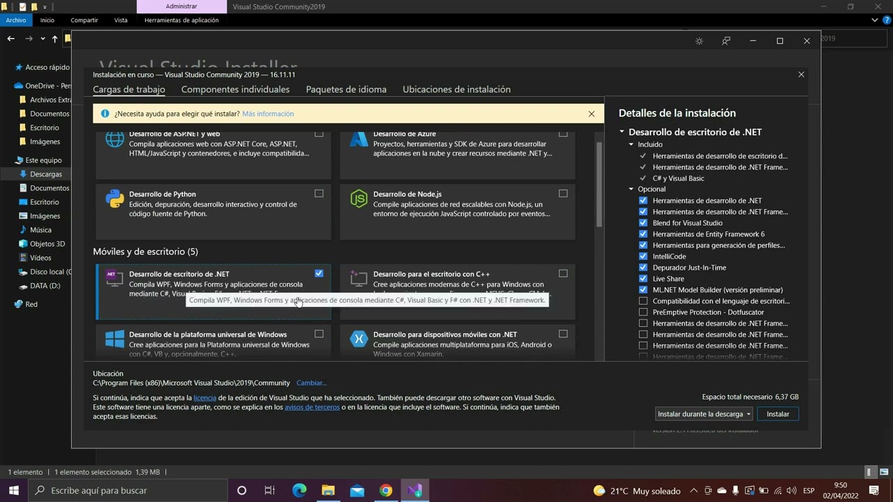 Aprende a instalar Visual Studio Community 2019