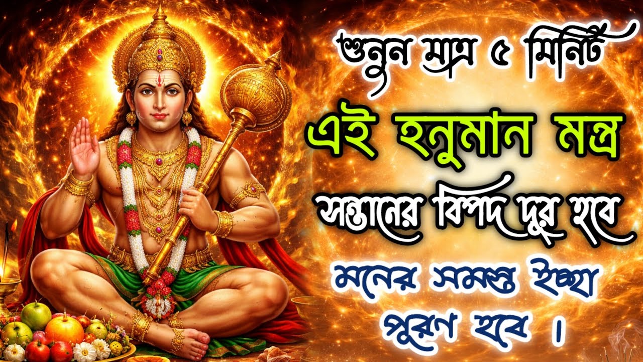 আজ শুনুন ৫ মিনিট হনুমান মন্ত্র |সমস্ত ইচ্ছা পূরণ ও সন্তানের বিপদ দূর হবে।Hanuman Mantra In Bengali🙏🏻