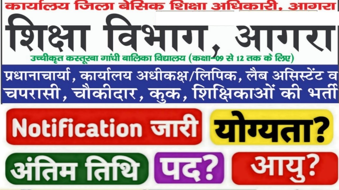 kgbv agra vacancy 2025|peon vacancy 2025|kasturba gandhi balika vidyalaya agra vacancy 2025|govt job