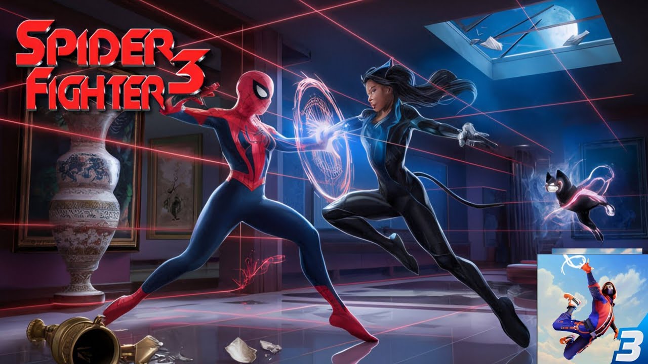 SRIDER VS BLACK CAT FIGHT | SPIDER FIGHTER 3 