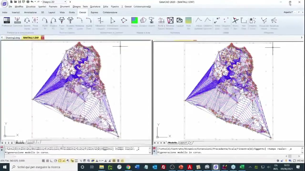 Divisione di aree  e Altimetria gestite graficamente da CAD