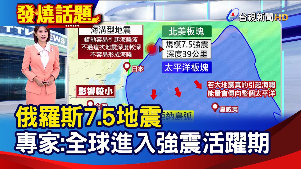 俄羅斯7.5地震 專家:全球進入強震活躍期【發燒話題】-20250913